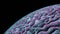 Purple Blue Intro or Outro Abstract Alien Planet Rotate on Space Background on Side View