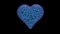 Purple-Blue Lattice Heart Rotating on Transparent Background, Seamless Loop