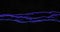 Purple bolts of electrical current moving horizontally across a black background