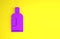 Purple Bottle of shampoo icon isolated on yellow background. Minimalism concept. 3d illustration 3D render