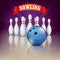 Purple Bowling Blue Ball Pin Deck Pins Red Ribbon