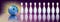 Purple Bowling Pin Deck Banner Blue Ball Pins