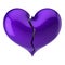 Purple broken heart shape. failure love, cracked soul, depression