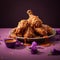 Purple And Bronze Fried Chicken With Peanut Sauce