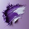 a purple brushstroke of paint on a lilac background, in the style of matte photo