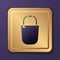 Purple Bucket icon isolated on purple background. Gold square button. Vector