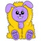 The purple bunny is wearing a thick blanket for winter hibernation, doodle icon image kawaii