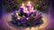 purple burning christmas candles