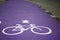 Purple bycicle road with sign
