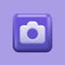 Purple Camera Icon. Isolated 3D App Button