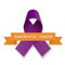 Purple cancer ribbon on white icon