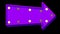 Purple cartoon arrow marquee light board sign on black background. 3d rendering