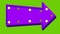 Purple cartoon arrow marquee light board sign on green screen. 3d rendering