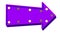 Purple cartoon arrow marquee light board sign on white background. 3d rendering