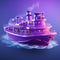 Purple Cartoon Ferry In Realistic Stylized Art - Contest Winner