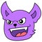 Purple cat head laughing arrogantly, doodle icon drawing