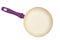 Purple ceramic frying pan on white background. Top view
