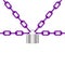 Purple chains locked by padlock in silver design