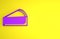 Purple Cherry cheesecake slice with fruit topping icon isolated on yellow background. Minimalism concept. 3D render