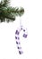 Purple Christmas lollipop toy on Christmas tree