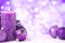 Purple Christmas scene with baubles and candles