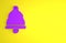 Purple Church bell icon isolated on yellow background. Alarm symbol, service bell, handbell sign, notification symbol