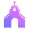 Purple church icon, cartoon style