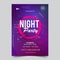 Purple circle Glitch Night dance party music poster template.