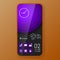 Purple circle theme user interface realistic smartphone design