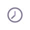 Purple clock. Flat line icon isolated on white.