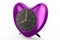 Purple clock in the shape of heart