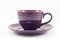 Purple coffee cup on white background