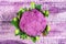 purple coliflower on purple background