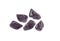 Purple color tumbled Iolite or Cordierite gemstones, isolated on white background, lot of copy space.