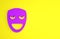 Purple Comedy theatrical mask icon isolated on yellow background. Minimalism concept. 3d illustration 3D render