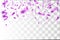 Purple Confetti. Vector Festive Illustration of Falling Shiny Confetti