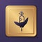 Purple Corn icon isolated on purple background. Gold square button. Vector