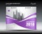 Purple Cover Desk Calendar 2018 Design, business brochure flyer