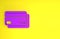 Purple Credit card icon isolated on yellow background. Online payment. Cash withdrawal. Financial operations. Shopping