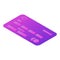 Purple credit card icon, isometric style