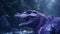 Purple Crocodile: A Cinematic Rendering Of A Rainy River Scene