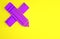 Purple Crossed ruler and pencil icon isolated on yellow background. Straightedge symbol. Drawing and educational tools