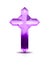 Purple crystal cross religious symbol on white background