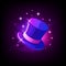 Purple cylinder hat, slot icon for online casino or logo for mobile game on dark background, vector illustration.