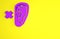 Purple Deafness icon isolated on yellow background. Deaf symbol. Hearing impairment. Minimalism concept. 3d illustration