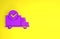 Purple Delivery truck with check mark icon isolated on yellow background. Minimalism concept. 3d illustration 3D render