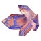 Purple diamond rock jewelry mineral. Watercolor background illustration set. solated crystal illustration element.