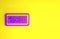 Purple Digital alarm clock icon isolated on yellow background. Electronic watch alarm clock. Time icon. Minimalism