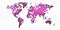Purple Digital map of the world with pixels