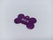 Purple dog pendant in the shape of a bone with the name and phone number on the back